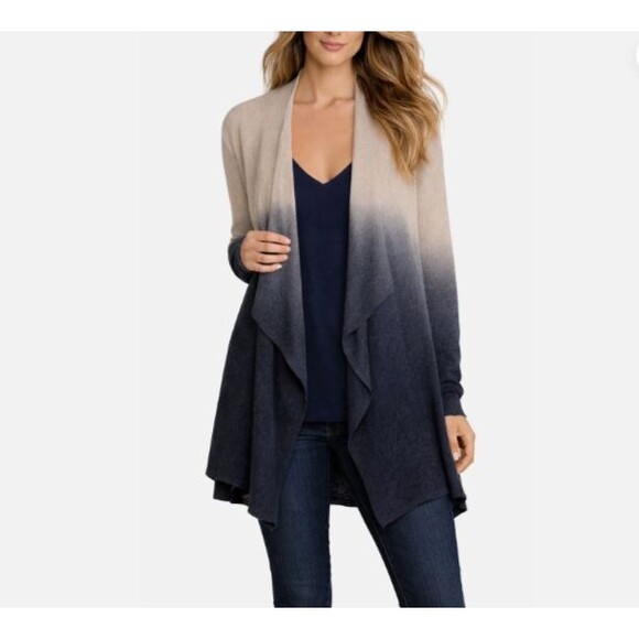 Barefoot Dreams Sweaters - Barefoot Dreams Women’s L/XL Ombre Cardigan Beachy Boho Cascade Drape Soft Luxe